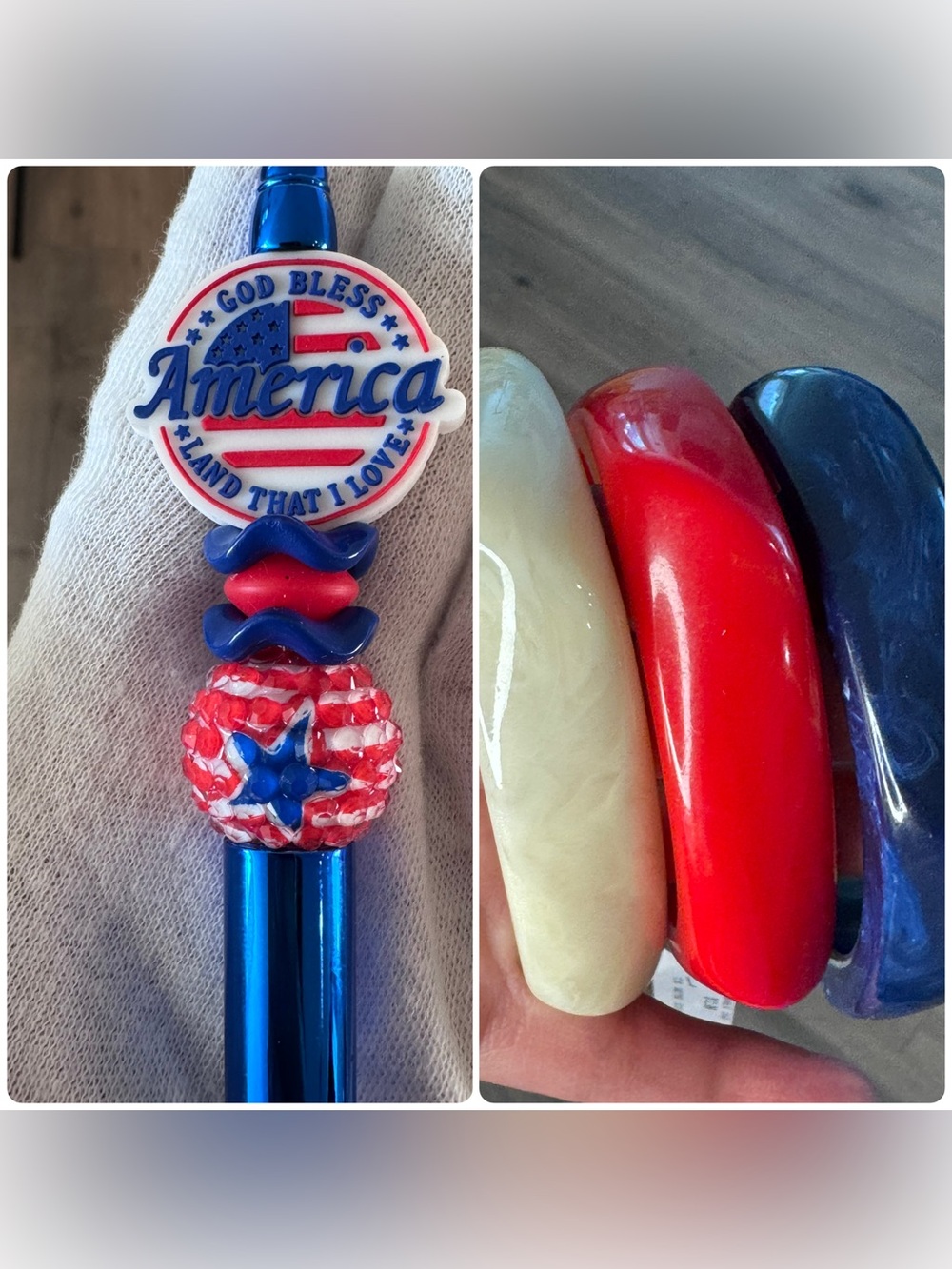 Fourth of July bundle bracelets and beaded pen